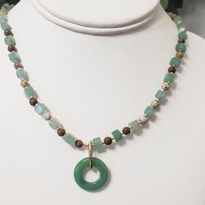 NEW Circle of life 925 STERLING SILVER PENDANT NECKLACE 17" JADE and Agate